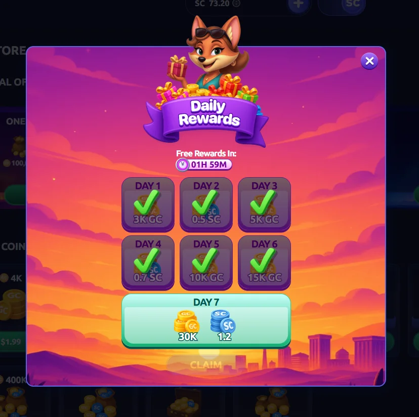 LuckyStake Daily Coin Claim Confirmation