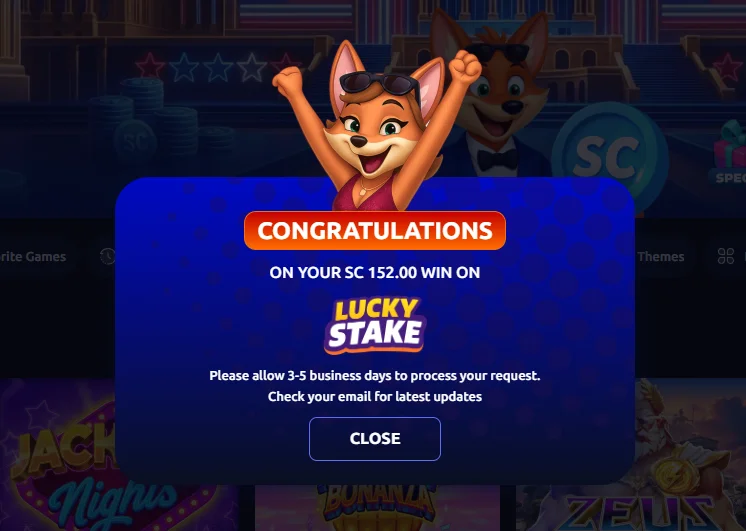 LuckyStake Redemption Request Submission Confirmation